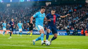 Manchester City – PSG: PSG golpea tres veces antes del descanso en el Etihad y Haaland recorta
